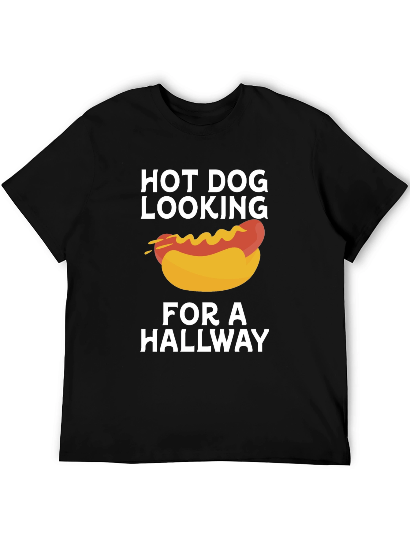 Camiseta Negra: Hot Dog Buscando un Pasillo