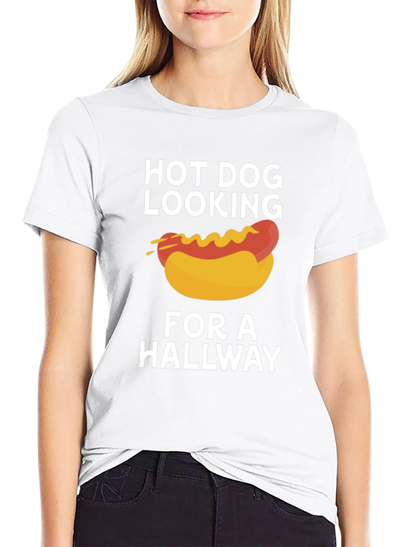Camiseta Negra: Hot Dog Buscando un Pasillo
