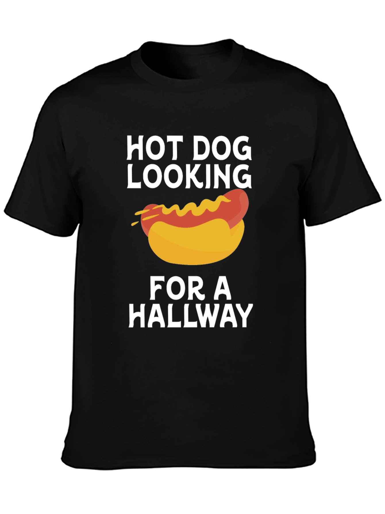 Camiseta Negra: Hot Dog Buscando un Pasillo