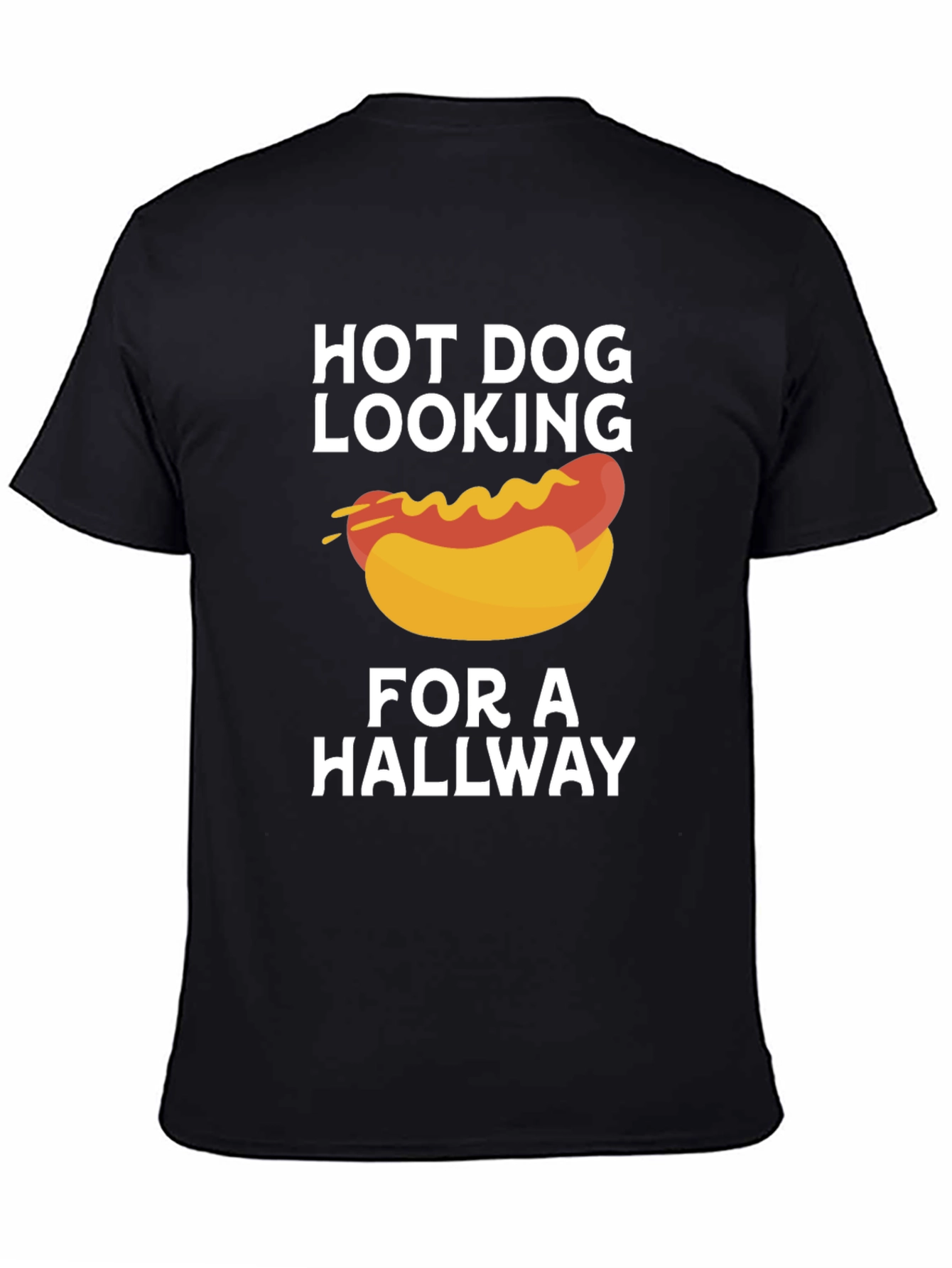 Camiseta Negra: Hot Dog Buscando un Pasillo