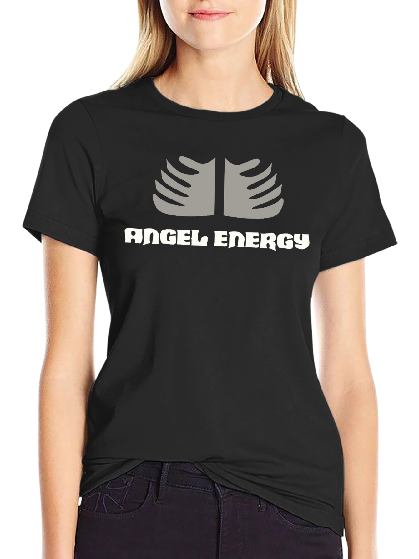 Camiseta Negra Angel Energy Diseño Único