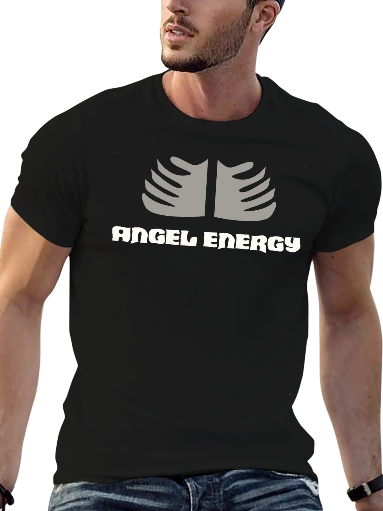 Camiseta Negra Angel Energy Diseño Único
