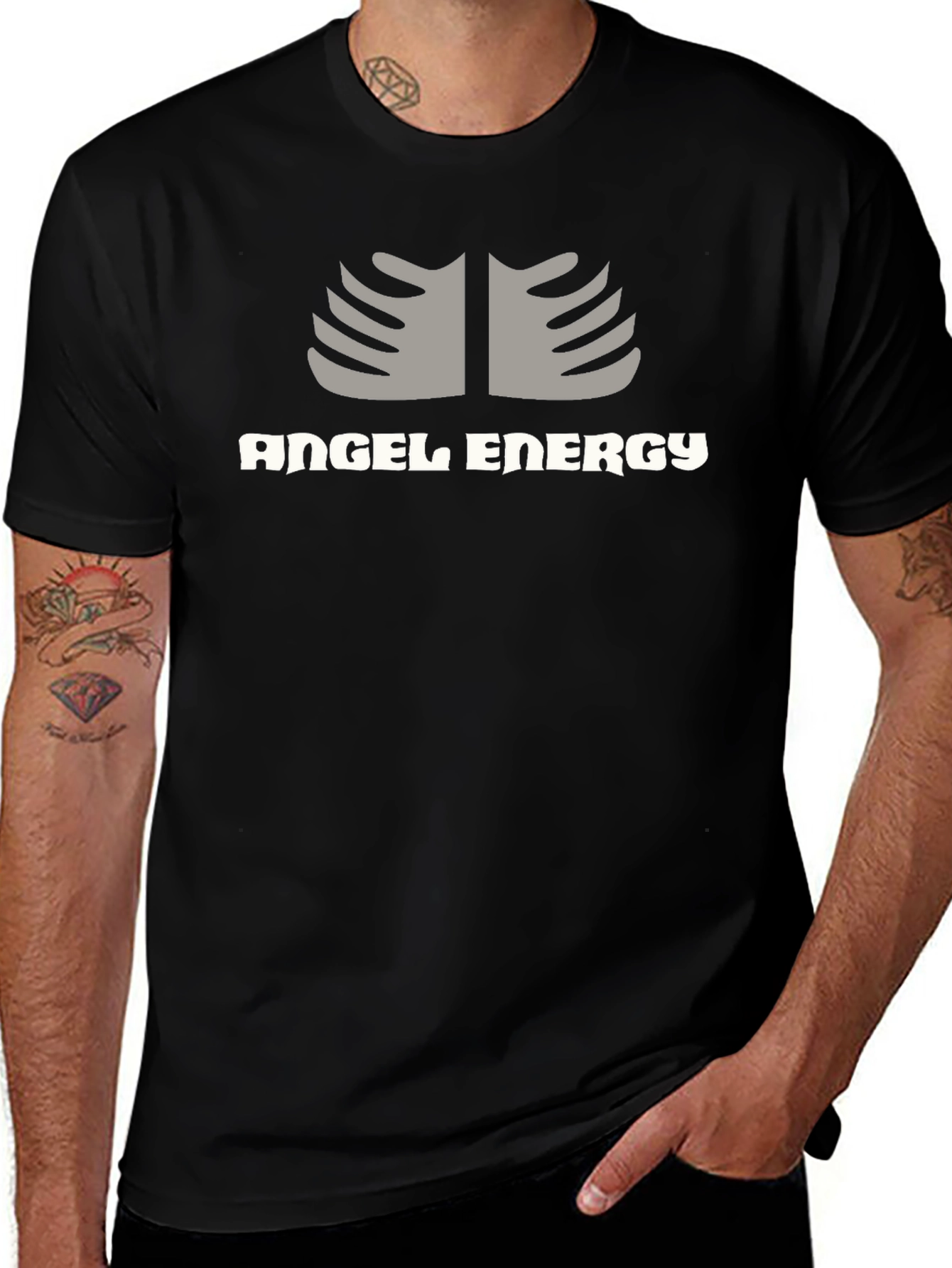 Camiseta Negra Angel Energy Diseño Único