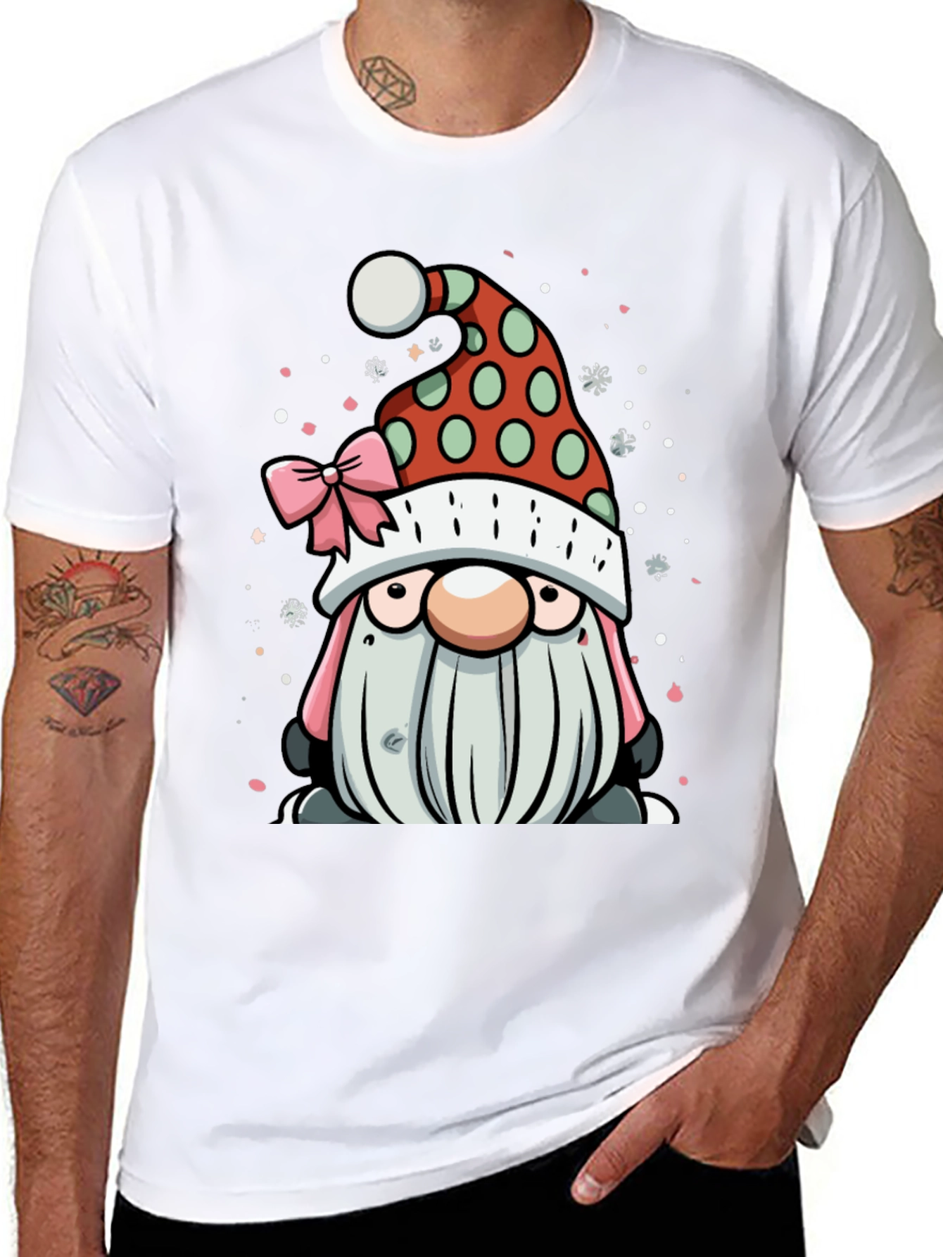 Camiseta Hombre Diseño Navideño Gnomo