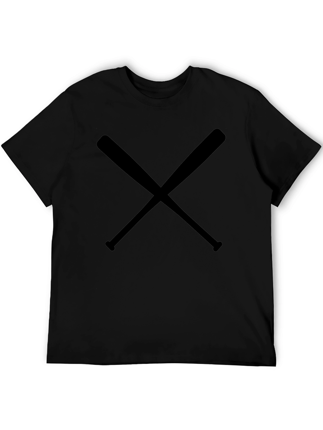 Crossed Bats Graphic Tee - Classic Black Cotton T-Shirt