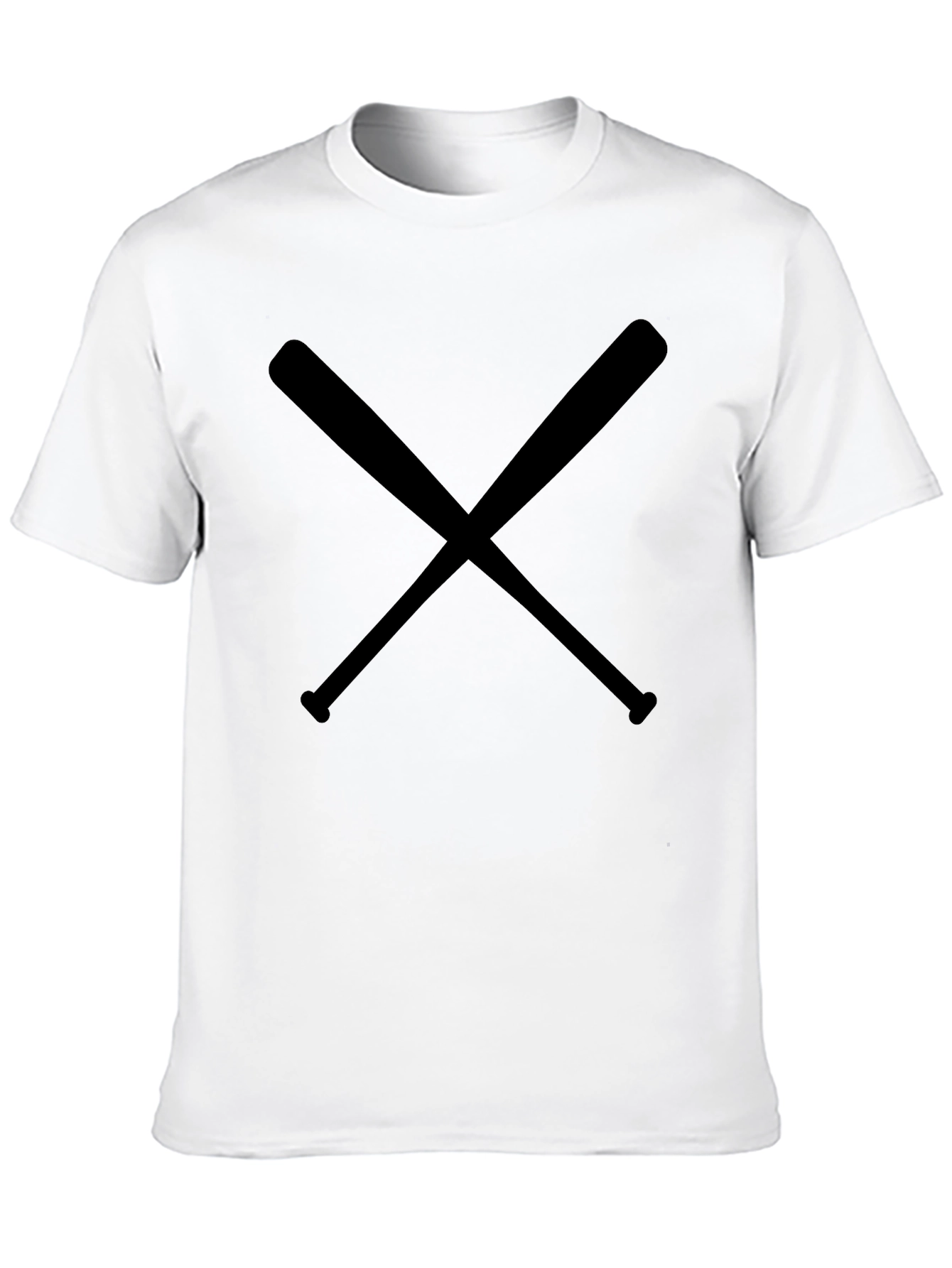 Crossed Bats Graphic Tee - Classic Black Cotton T-Shirt