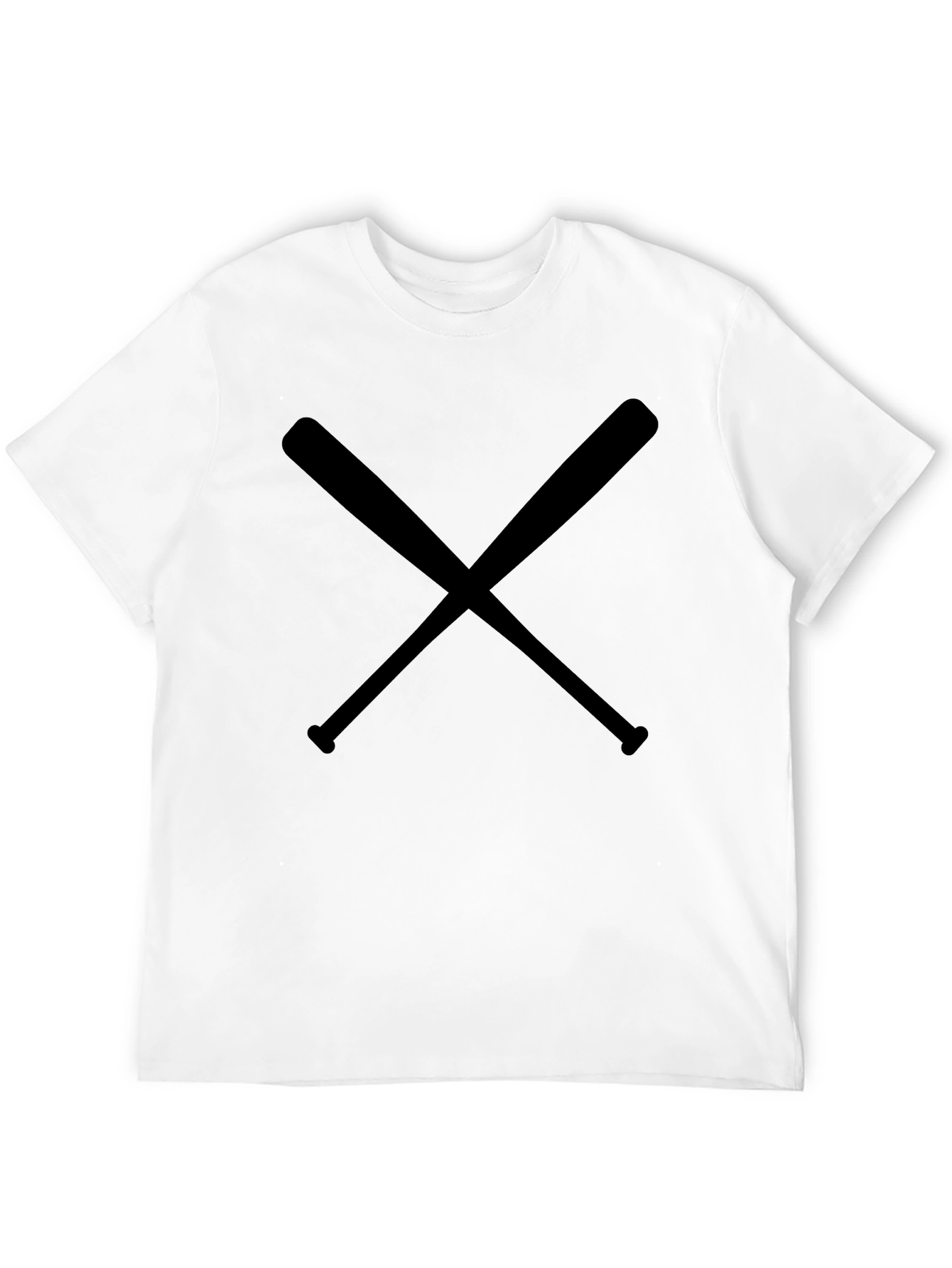 Crossed Bats Graphic Tee - Classic Black Cotton T-Shirt