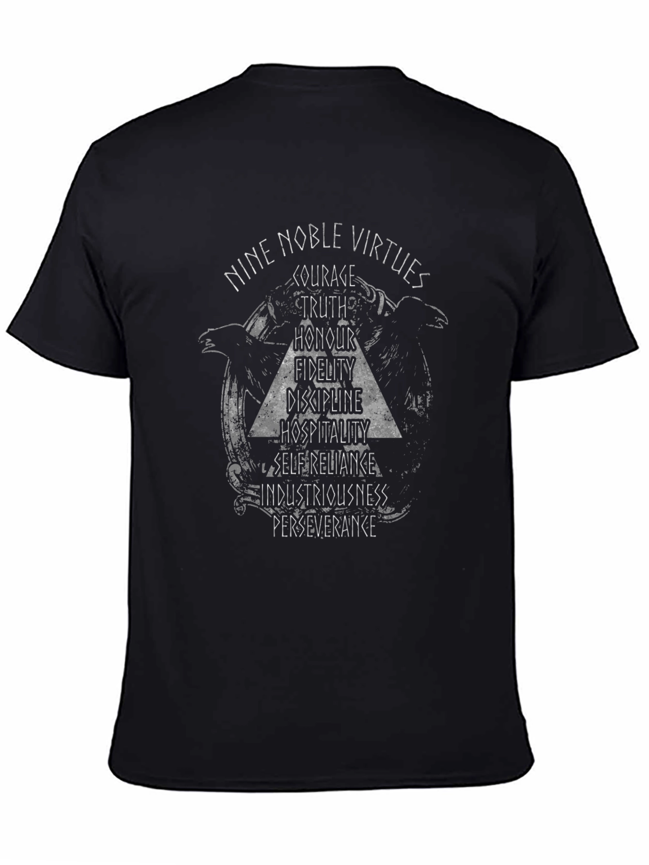 Camiseta Negra Virtudes Nórdicas para Hombre