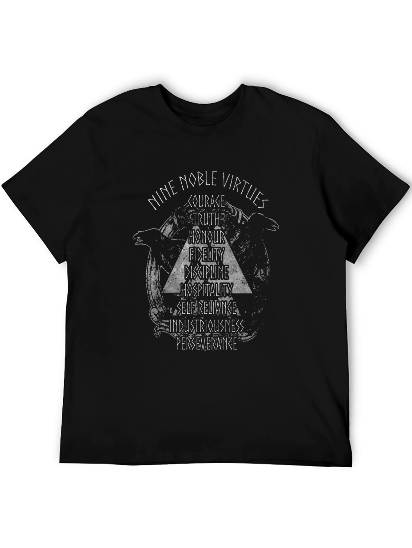 Camiseta Negra Virtudes Nórdicas para Hombre