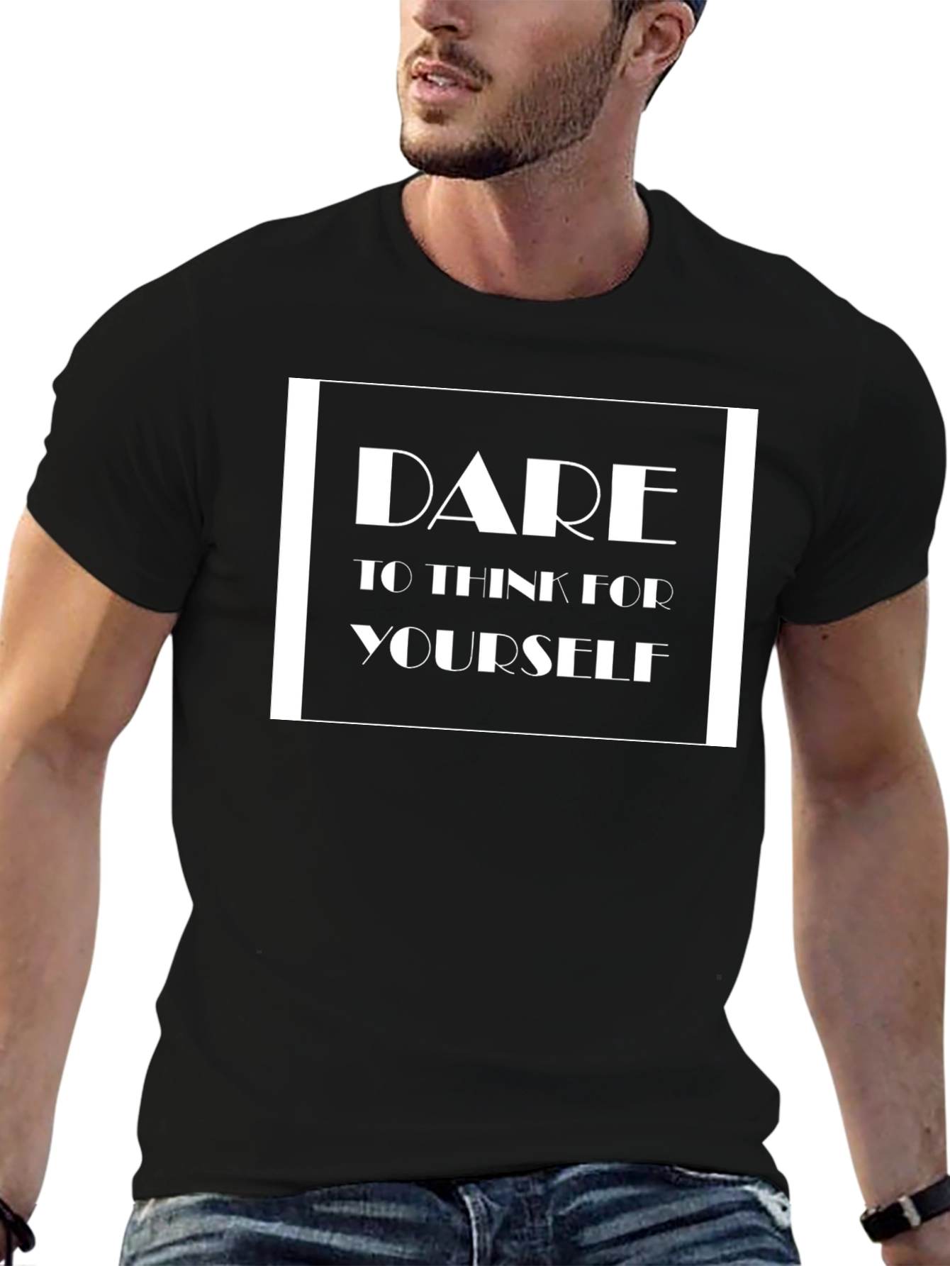 Camiseta Negra Atrévete a pensar por ti mismo