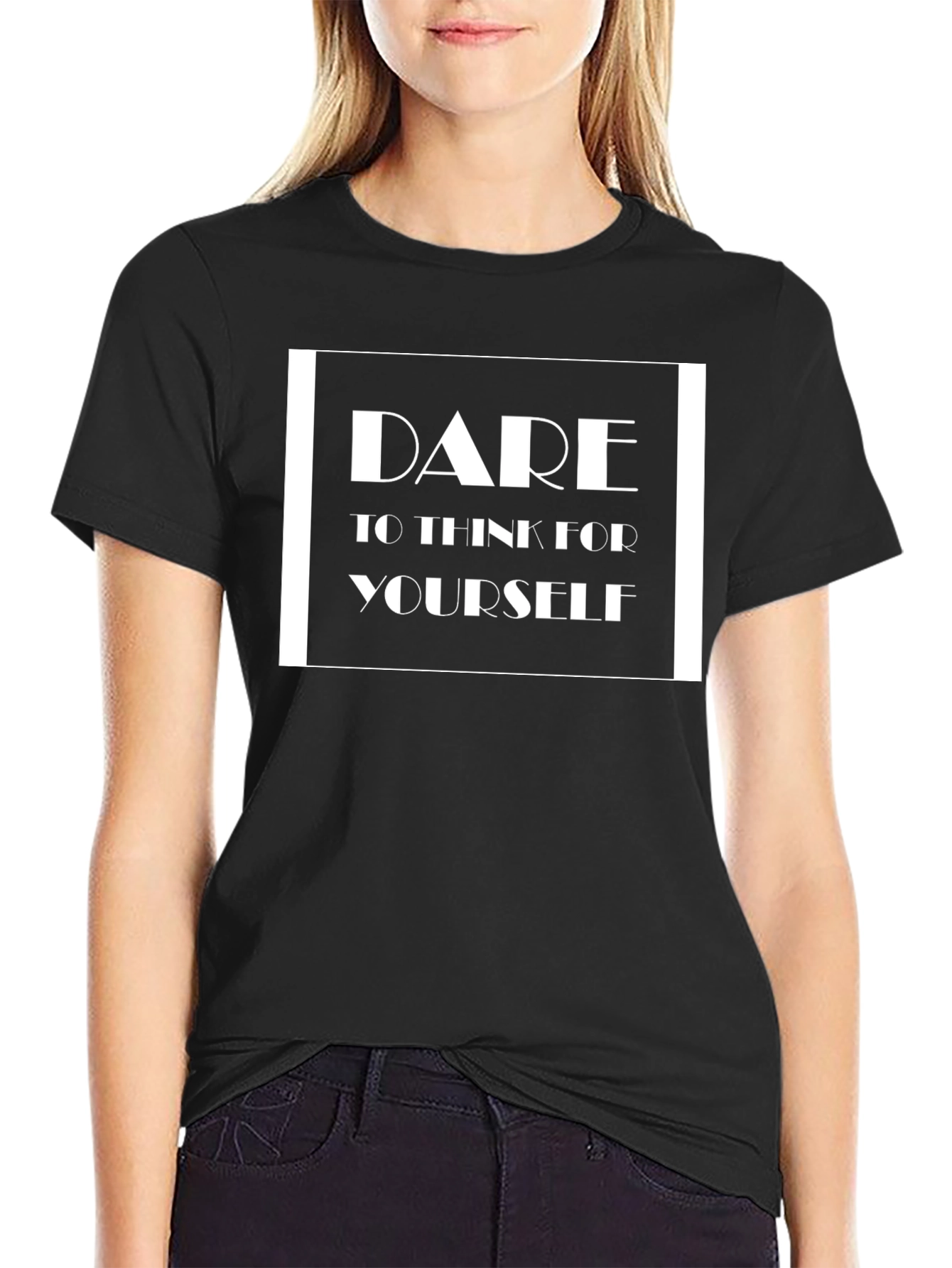 Camiseta Negra Atrévete a pensar por ti mismo