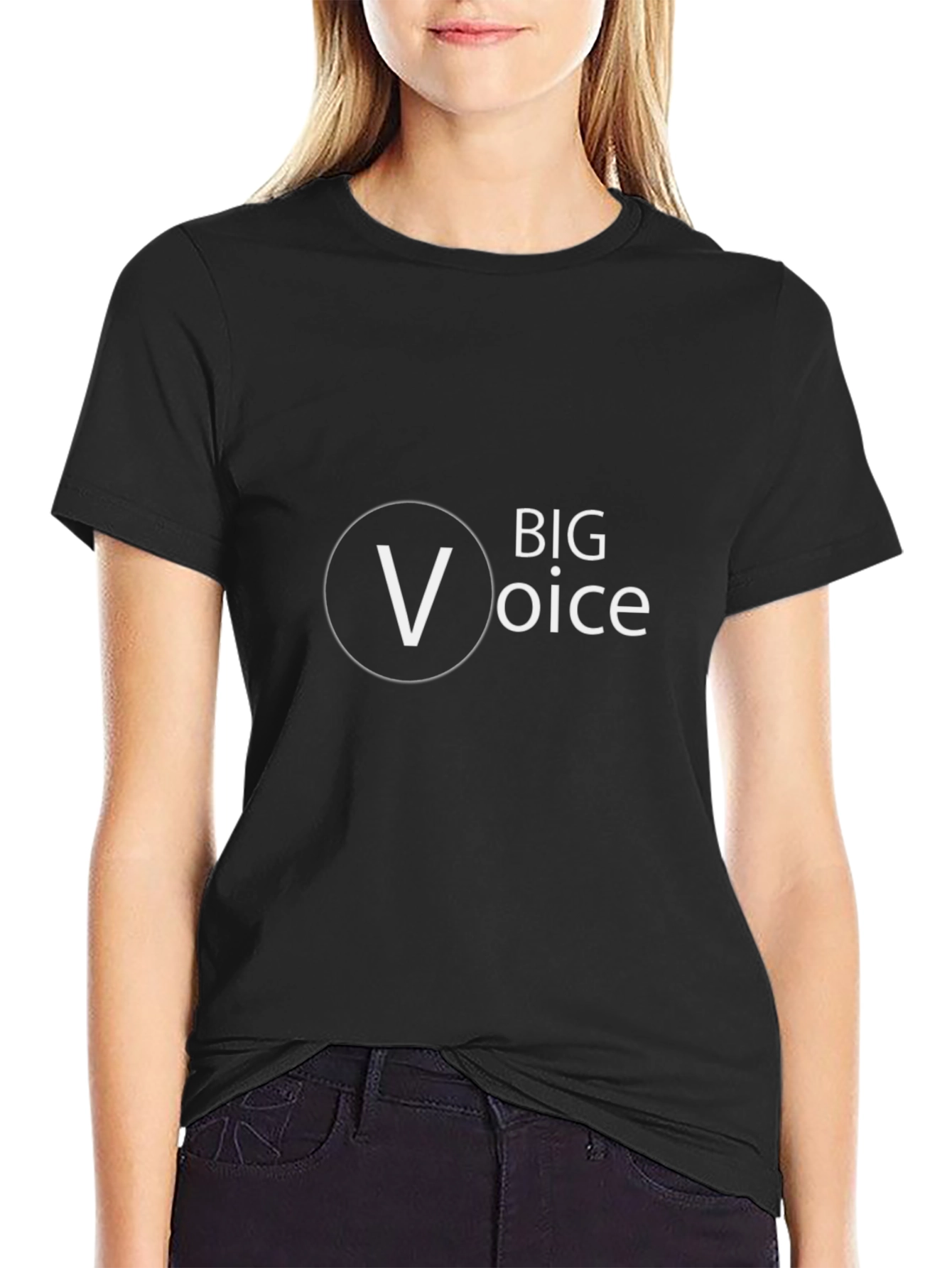 Camiseta Negra Big Voice Hombre - Diseño Moderno