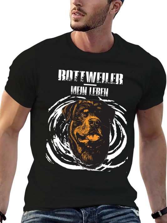 Camiseta Rottweiler Mein Leben Negra