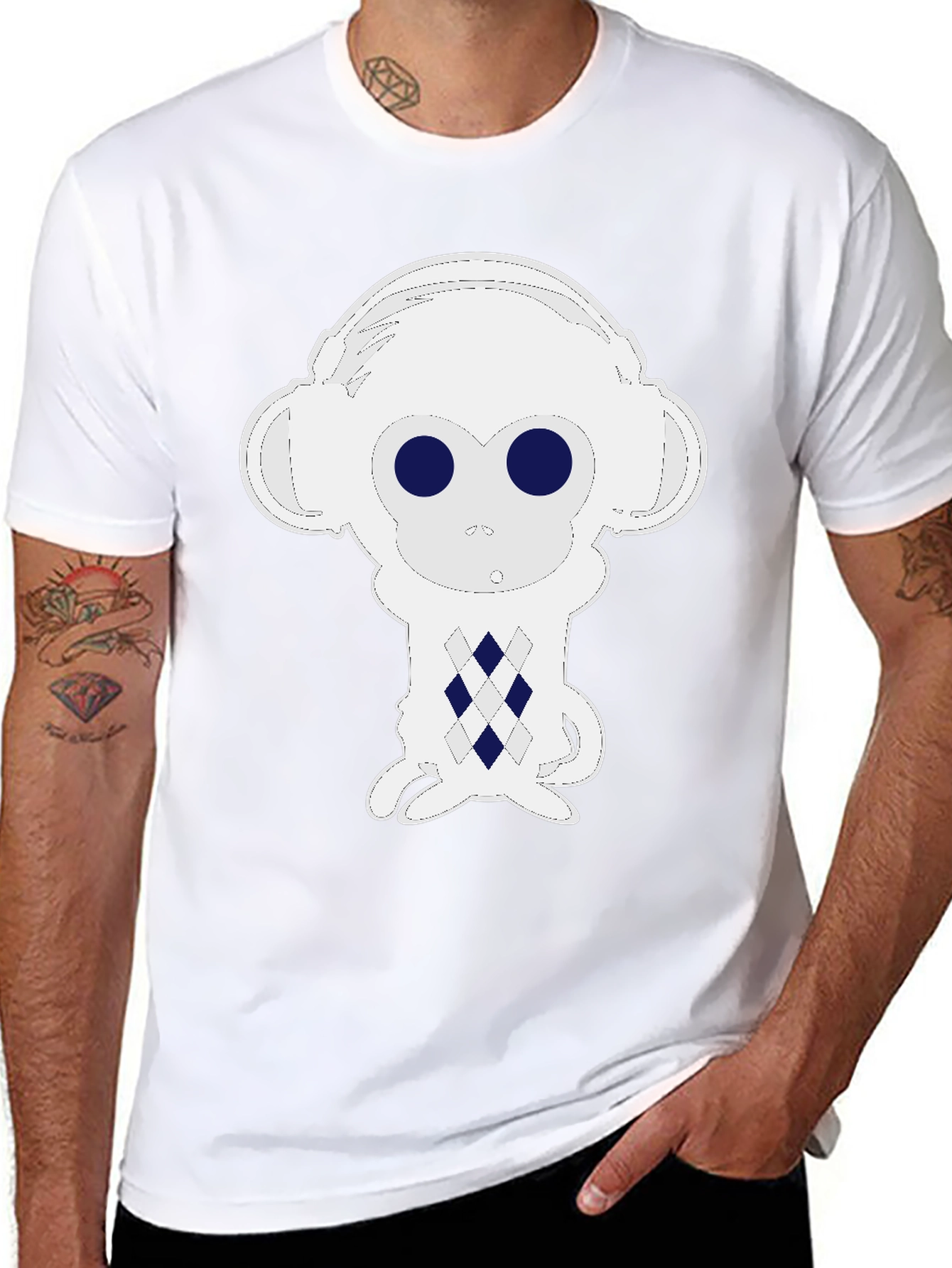 Camiseta Hombre Mono con Auriculares Estampado