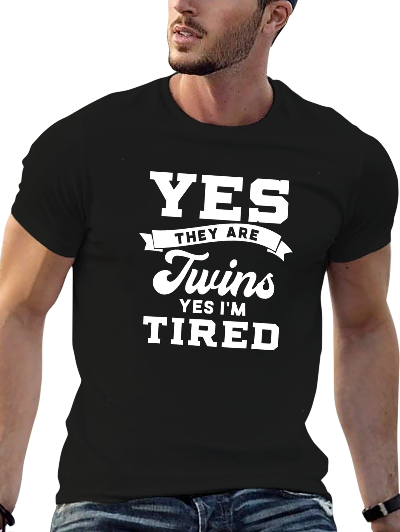 Camiseta Negra Twins Yes Im Tired