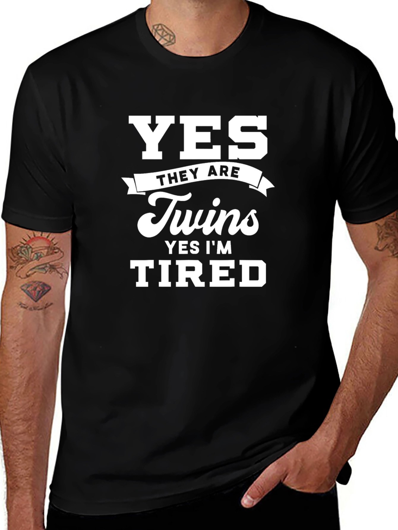 Camiseta Negra Twins Yes Im Tired
