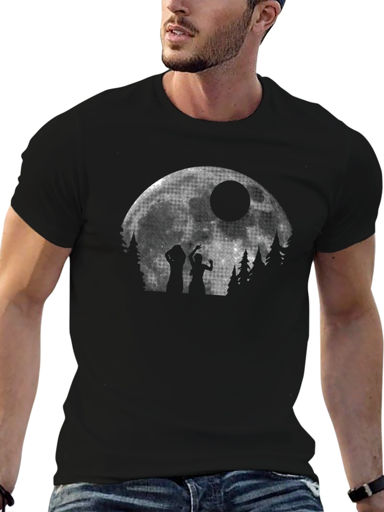 Camiseta Luna Llena Zombies Unisex Negra