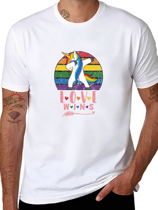 Camiseta Unisex Negra Love Wins Unicornio LGBT