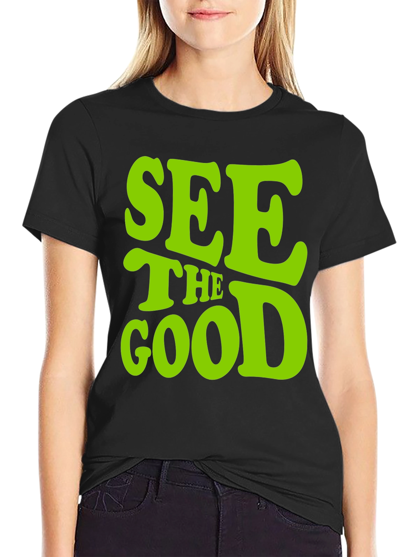 Camiseta Negra - Mensaje Positivo See the Good