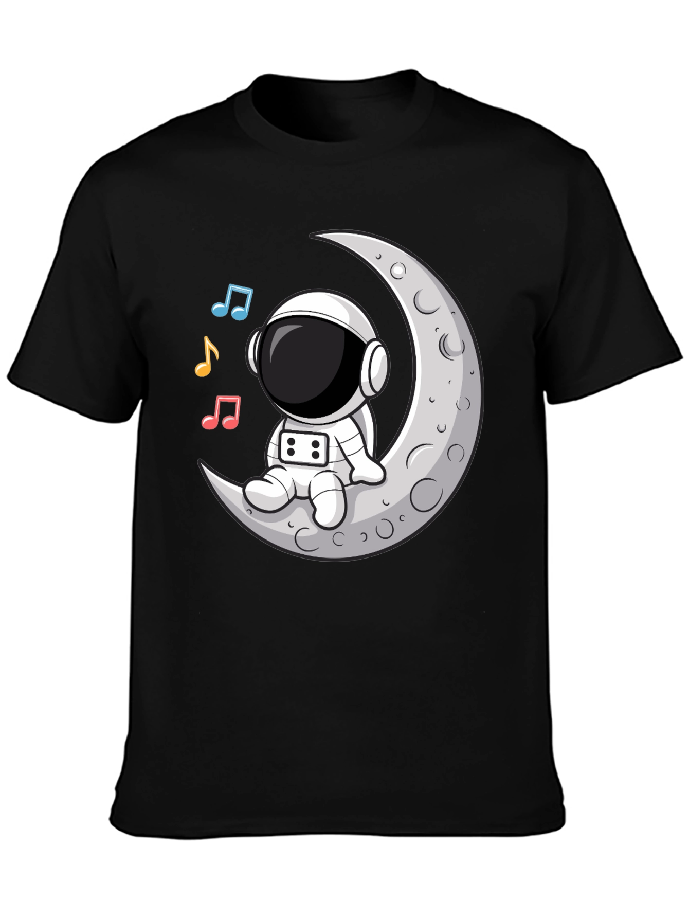 Camiseta Astronauta Luna Música Negra