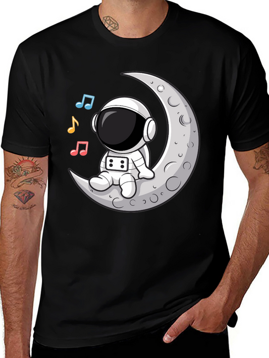 Camiseta Astronauta Luna Música Negra
