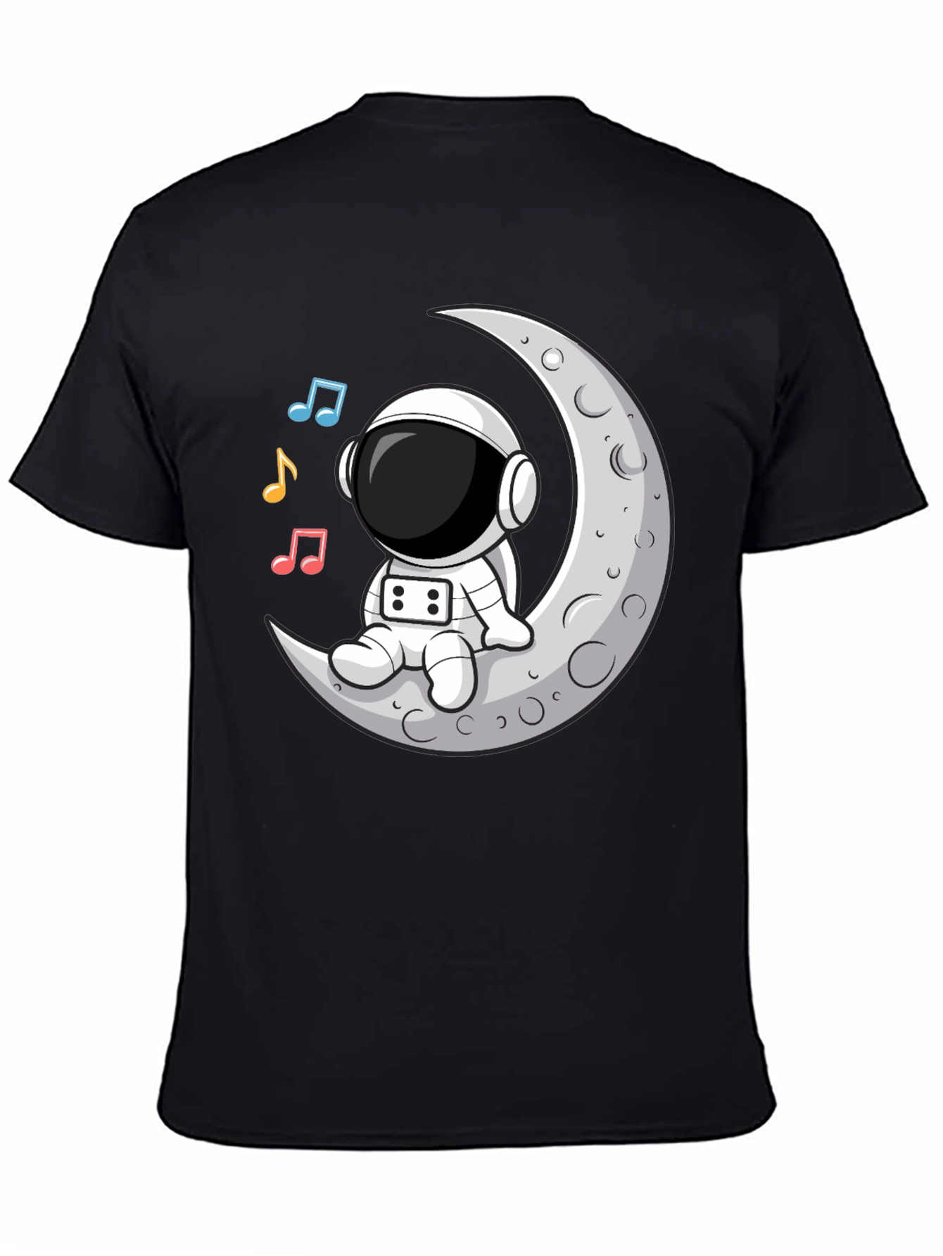 Camiseta Astronauta Luna Música Negra