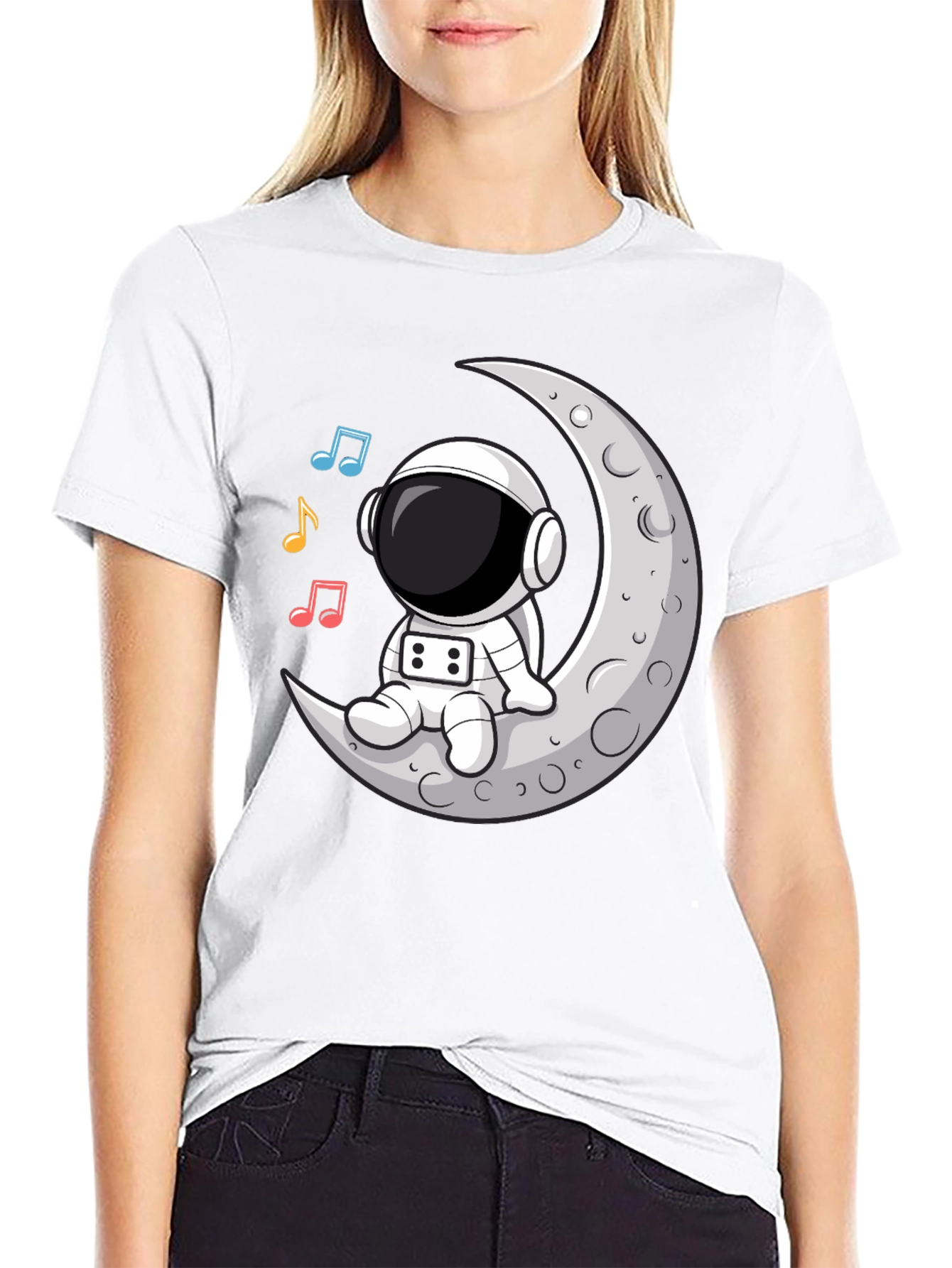Camiseta Astronauta Luna Música Negra