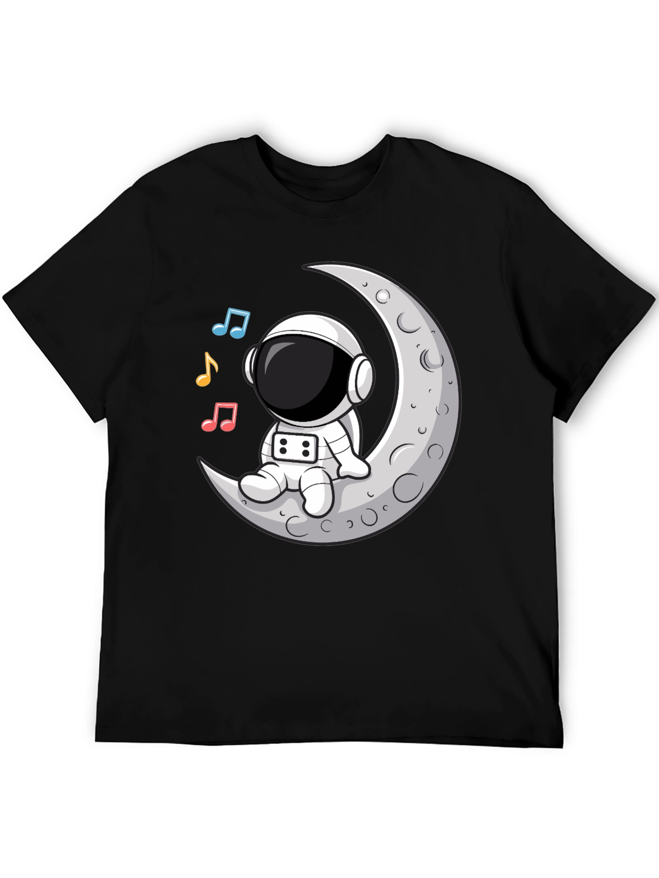 Camiseta Astronauta Luna Música Negra